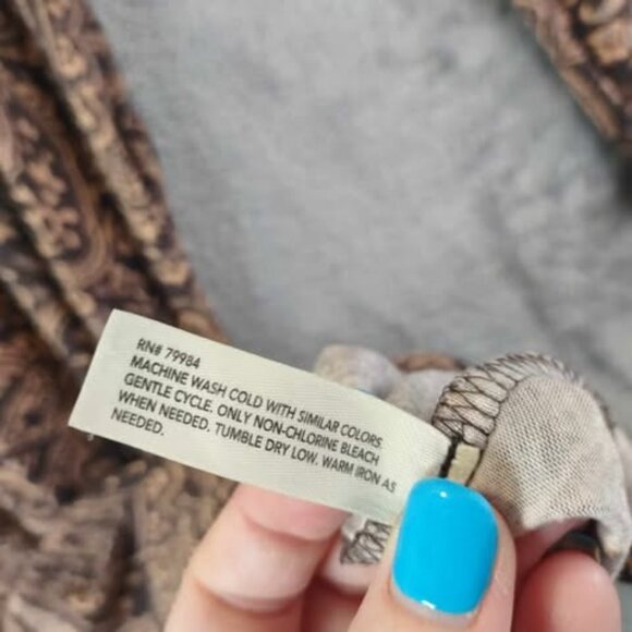 Soma Paisley Print Soft Tunic Large Brown Warm Neutral Boho Lounge ComfyChic Top - Picture 9 of 10